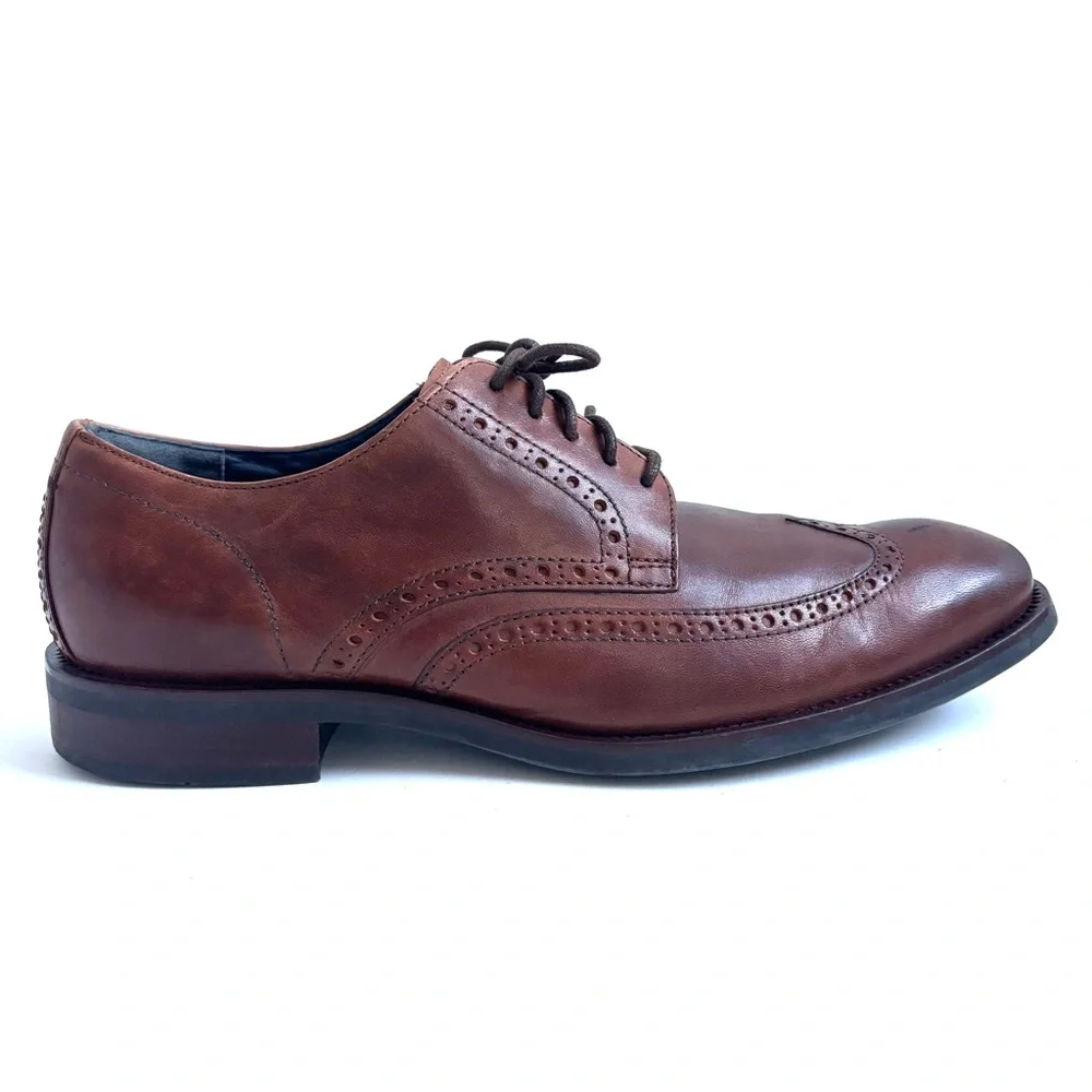 Cole Haan Watson Brown Wingtip Oxford Dress Shoes Leather Size 10.5 Medium
